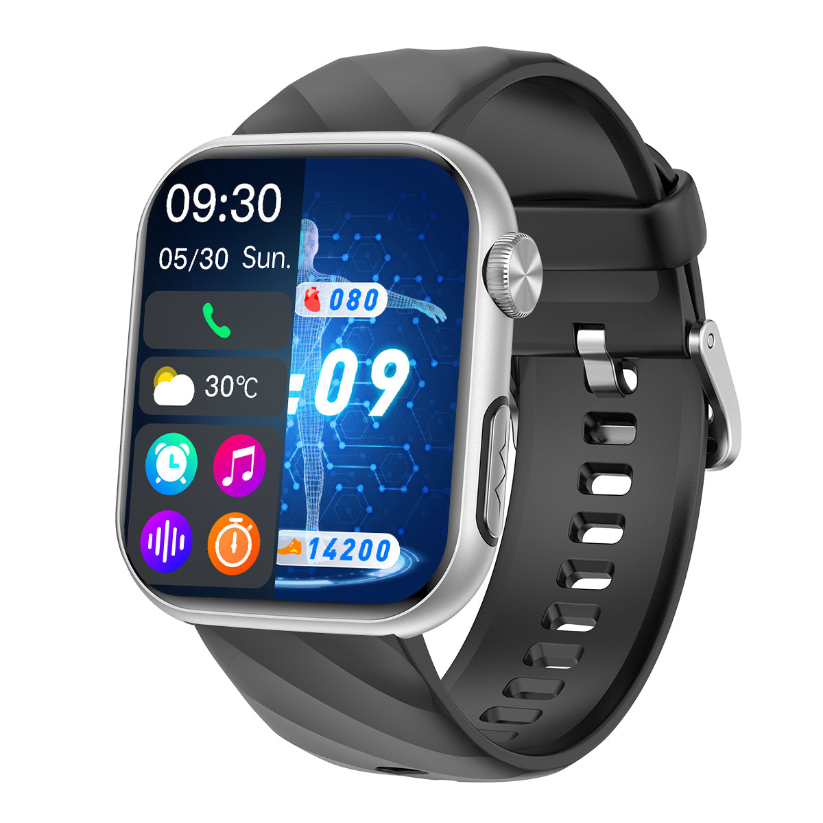 GT5 Pro Max Blood Glucose Watch With BP+HRV+ECG(EKG)+PGG+SpO2+SOS+Stress+Sleep Monitoring Supports Voice Calls And Fitness Tracker
