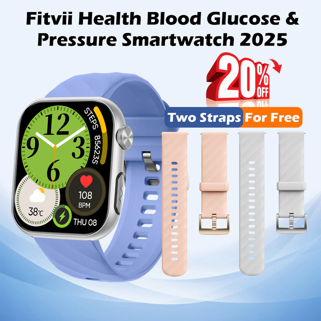 GT5 Pro Max Blood Glucose Watch With BP+HRV+ECG(EKG)+PGG+SpO2+SOS+Stress+Sleep Monitoring Supports Voice Calls And Fitness Tracker