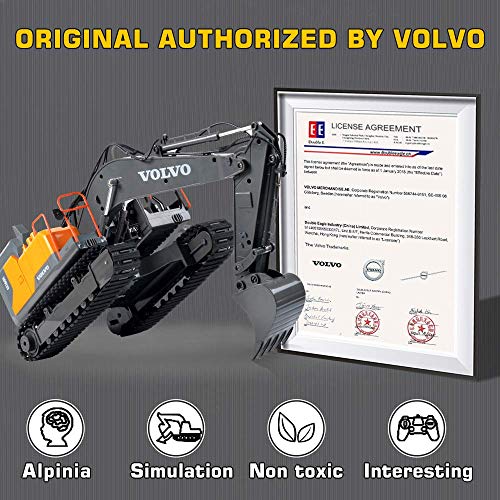 DOUBLE E Volvo Remote Control Excavator + RC Dump Truck Toy