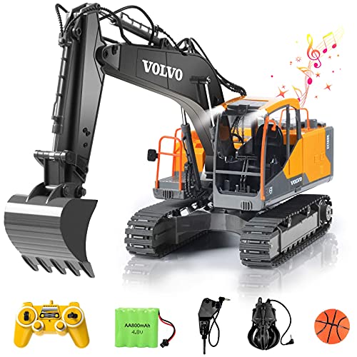 DOUBLE E Volvo Remote Control Excavator + RC Dump Truck Toy