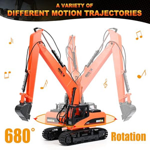 kolegend 1/14 Scale Long Arms Remote Control Excavator Toy 15 Channel RC Construction Vehicles Hydraulic Haulers Digger Toys Gift for 8+Years Old Kids Boys