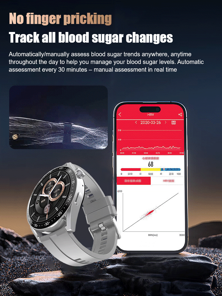 🔥🔥HW Pro Painless Blood Glucose ALL DAY Real-Time Monitoring Smart Bluetooth Watch