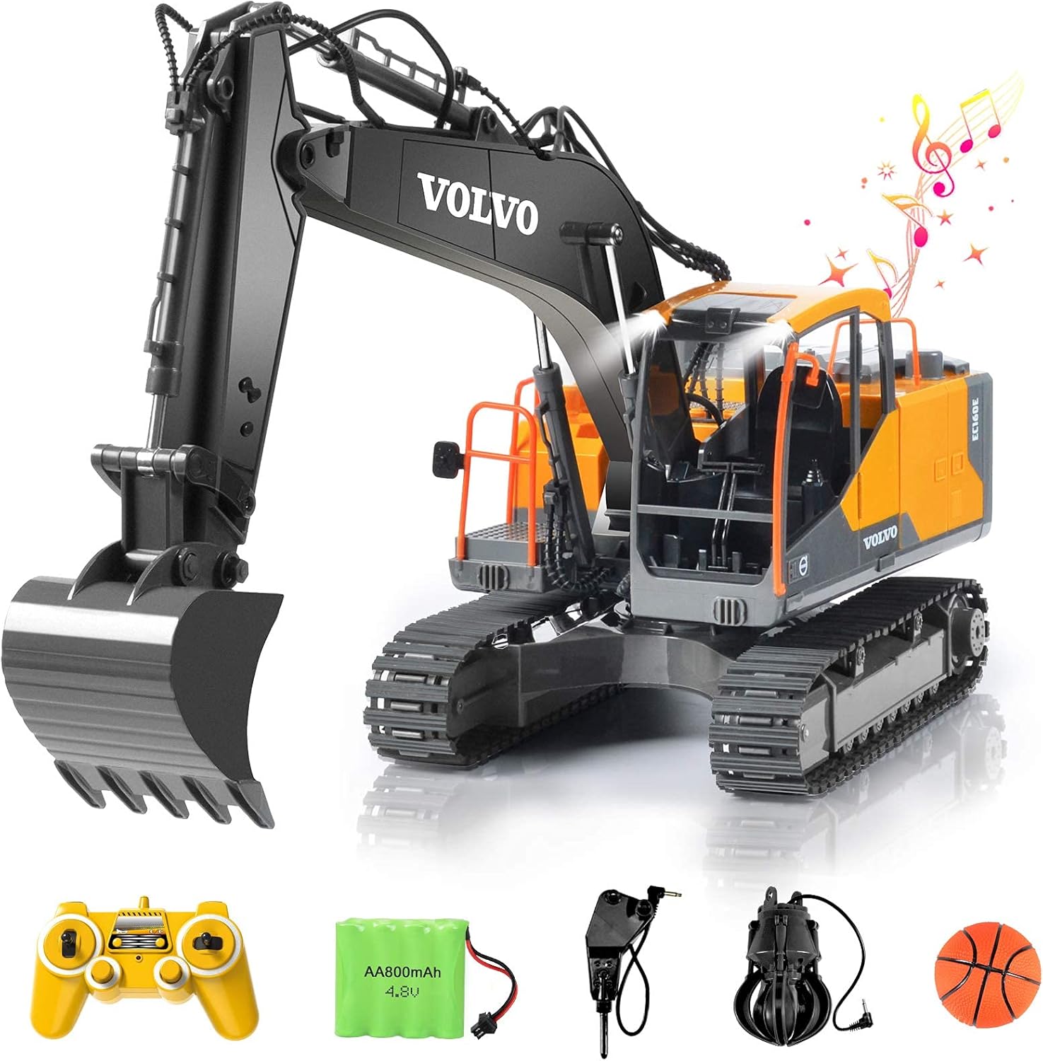 DOUBLE E Volvo RC Dump Truck Toy for Kids. Articulated Hauler. Remote Control Construction Toys Vehicles with Lights. Birthday Gifts Ideas for Boys Age 6 7 8 9 10 Year Old and up