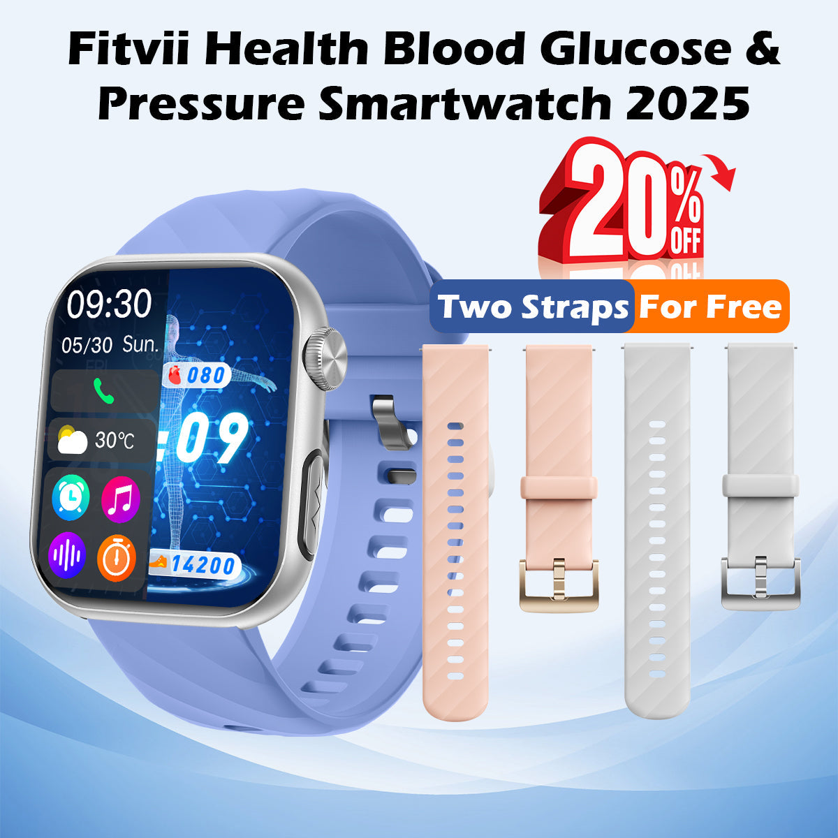 GT5 Pro Max Blood Glucose Watch With BP+HRV+ECG(EKG)+PGG+SpO2+SOS+Stress+Sleep Monitoring Supports Voice Calls And Fitness Tracker